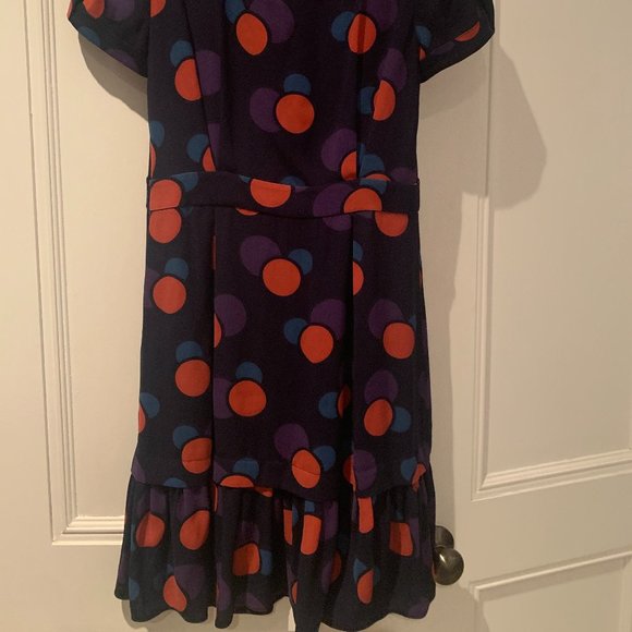 MARC JACOBS Navy Silk Dress with Polka Dot Party Prom Dress - Size  4 - Picture 14 of 15